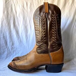 VTG Tony Lama Men's Lizard Toe Wingtip Cowboy Boots Brown/Tan Size 10.5 B NARROW